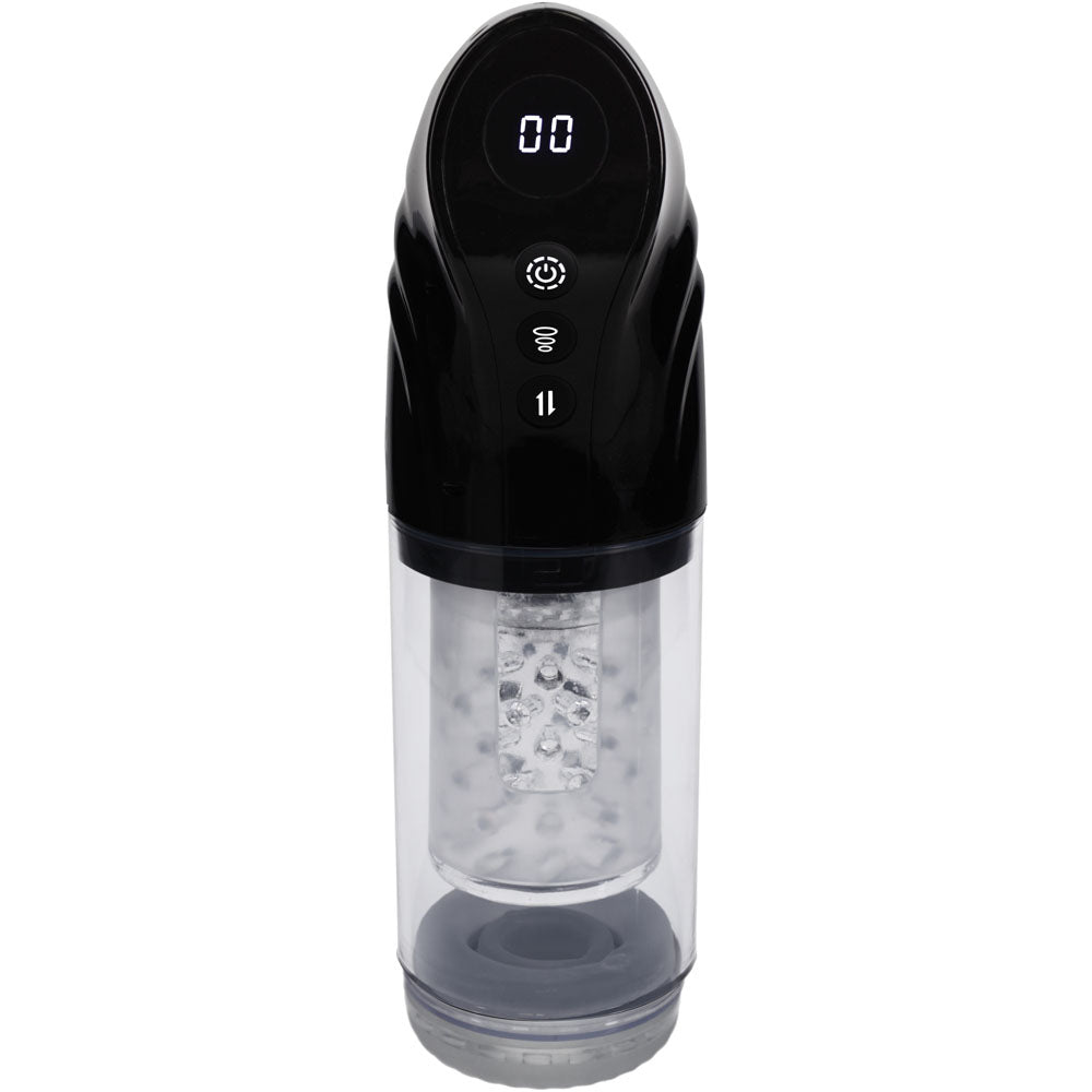 Pumped Strokemate Clear USB Rechargeable Sucking Rotating Thrusting Auto Masturbator PUMPS Male Electric