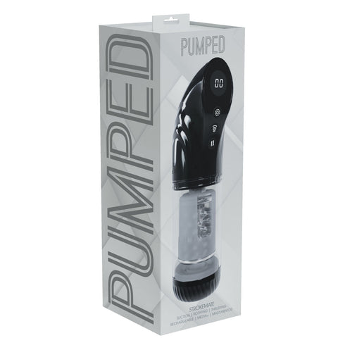 Pumped Strokemate Clear USB Rechargeable Sucking Rotating Thrusting Auto Masturbator PUMPS Male Electric