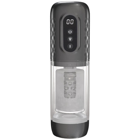 Pumped Vortex Gunmetal USB Rechargeable Sucking Rotating Thrusting Auto Masturbator PUMPS Male Electric