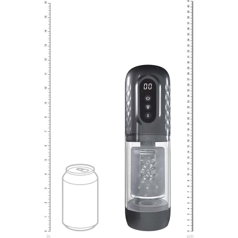 Pumped Vortex Gunmetal USB Rechargeable Sucking Rotating Thrusting Auto Masturbator PUMPS Male Electric