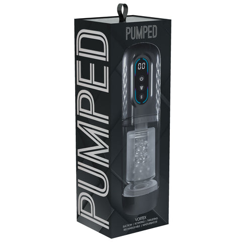 Pumped Vortex Gunmetal USB Rechargeable Sucking Rotating Thrusting Auto Masturbator PUMPS Male Electric