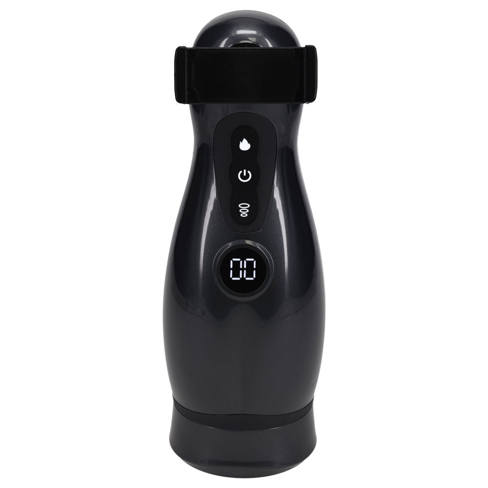 Pumped Virtuo Gunmetal Grey Clear USB Rechargeable Sucking And Vibrating Auto Masturbator PUMPS Male Electric