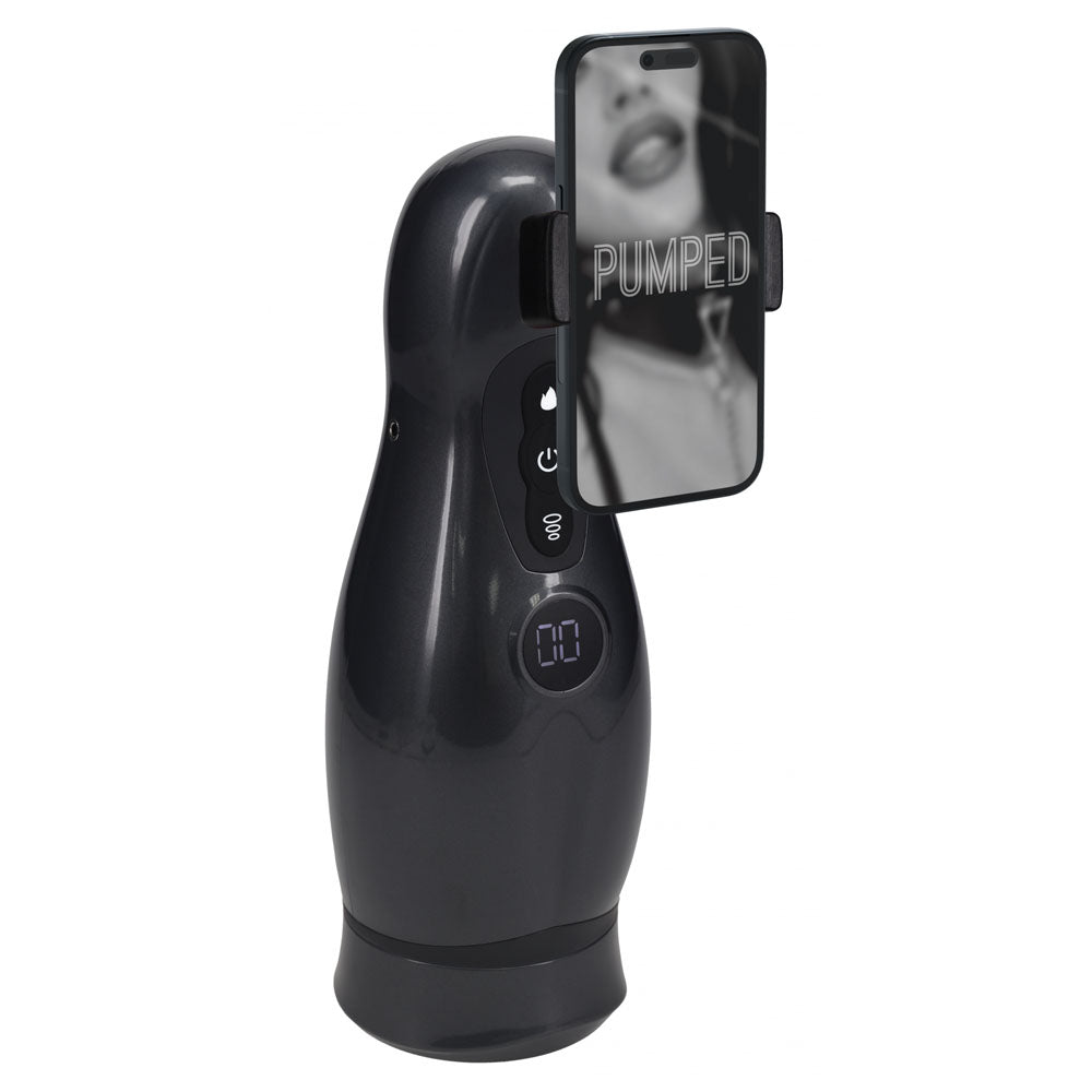 Pumped Virtuo Gunmetal Grey Clear USB Rechargeable Sucking And Vibrating Auto Masturbator PUMPS Male Electric