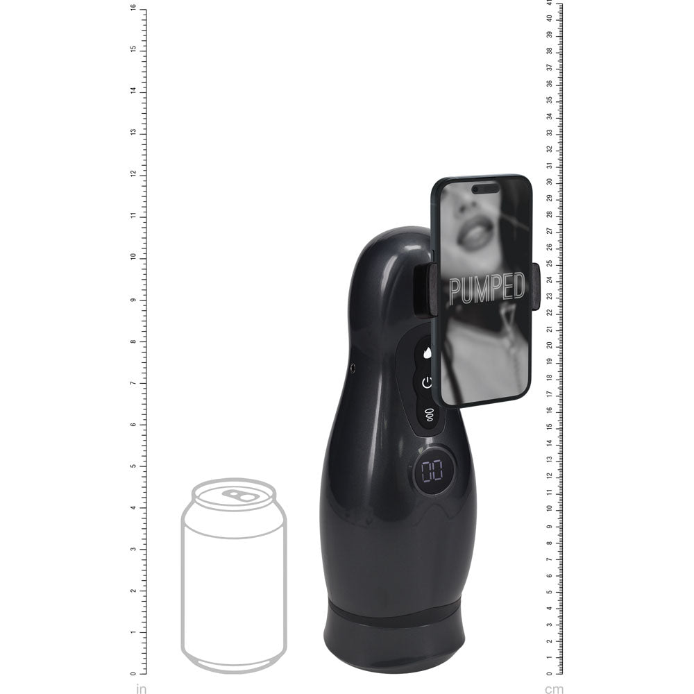 Pumped Virtuo Gunmetal Grey Clear USB Rechargeable Sucking And Vibrating Auto Masturbator PUMPS Male Electric