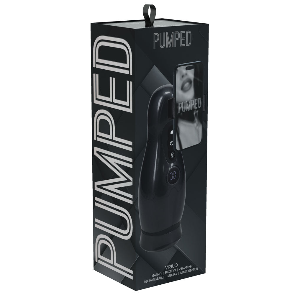 Pumped Virtuo Gunmetal Grey Clear USB Rechargeable Sucking And Vibrating Auto Masturbator PUMPS Male Electric