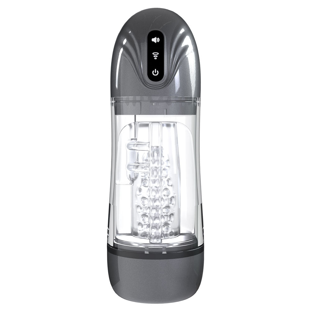 Pumped Sonicpull Gunmetal Grey Clear USB Rechargeable Sucking And Vibrating Auto Masturbator PUMPS Male Electric