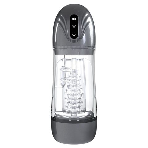 Pumped Sonicpull Gunmetal Grey Clear USB Rechargeable Sucking And Vibrating Auto Masturbator PUMPS Male Electric