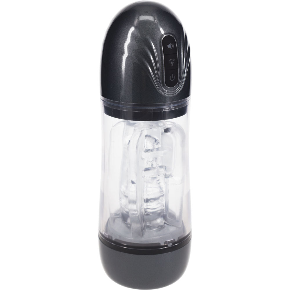 Pumped Sonicpull Gunmetal Grey Clear USB Rechargeable Sucking And Vibrating Auto Masturbator PUMPS Male Electric