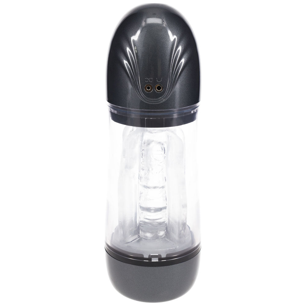 Pumped Sonicpull Gunmetal Grey Clear USB Rechargeable Sucking And Vibrating Auto Masturbator PUMPS Male Electric