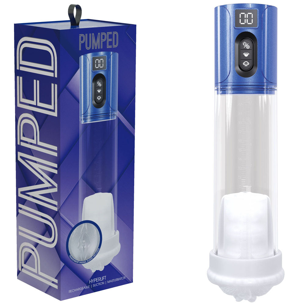 Pumped Hyperlift Metallic Clear USB Rechargeable Auto Pump Blue PUMPS Male Electric