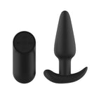 Passion Play Silicone Vibrating Butt Plug – USB Rechargeable with Remote 10.4 cm Black > Anal Range > Vibrating Butt Plugs