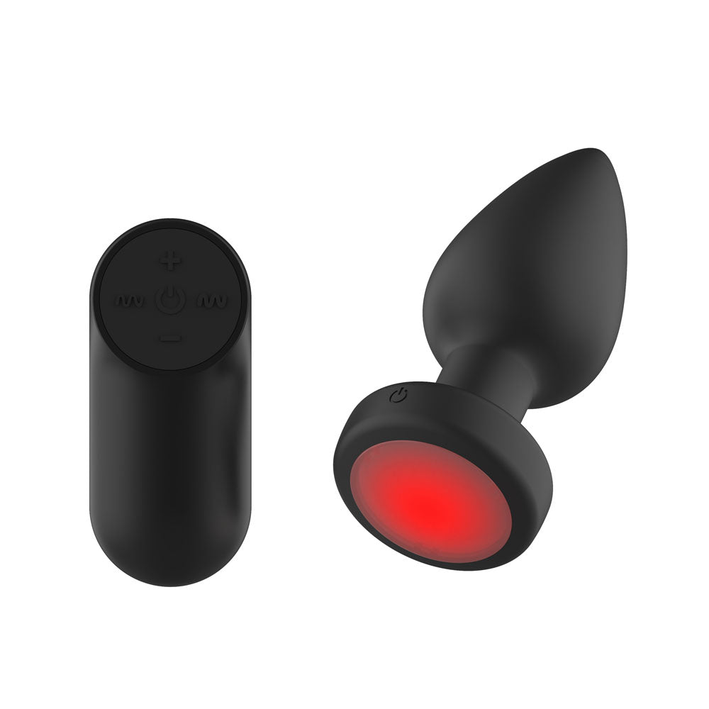 Passion Play Vibrating Butt Plug – USB Rechargeable Silicone with LED Base and Remote Black > Anal Range > Vibrating Butt Plugs