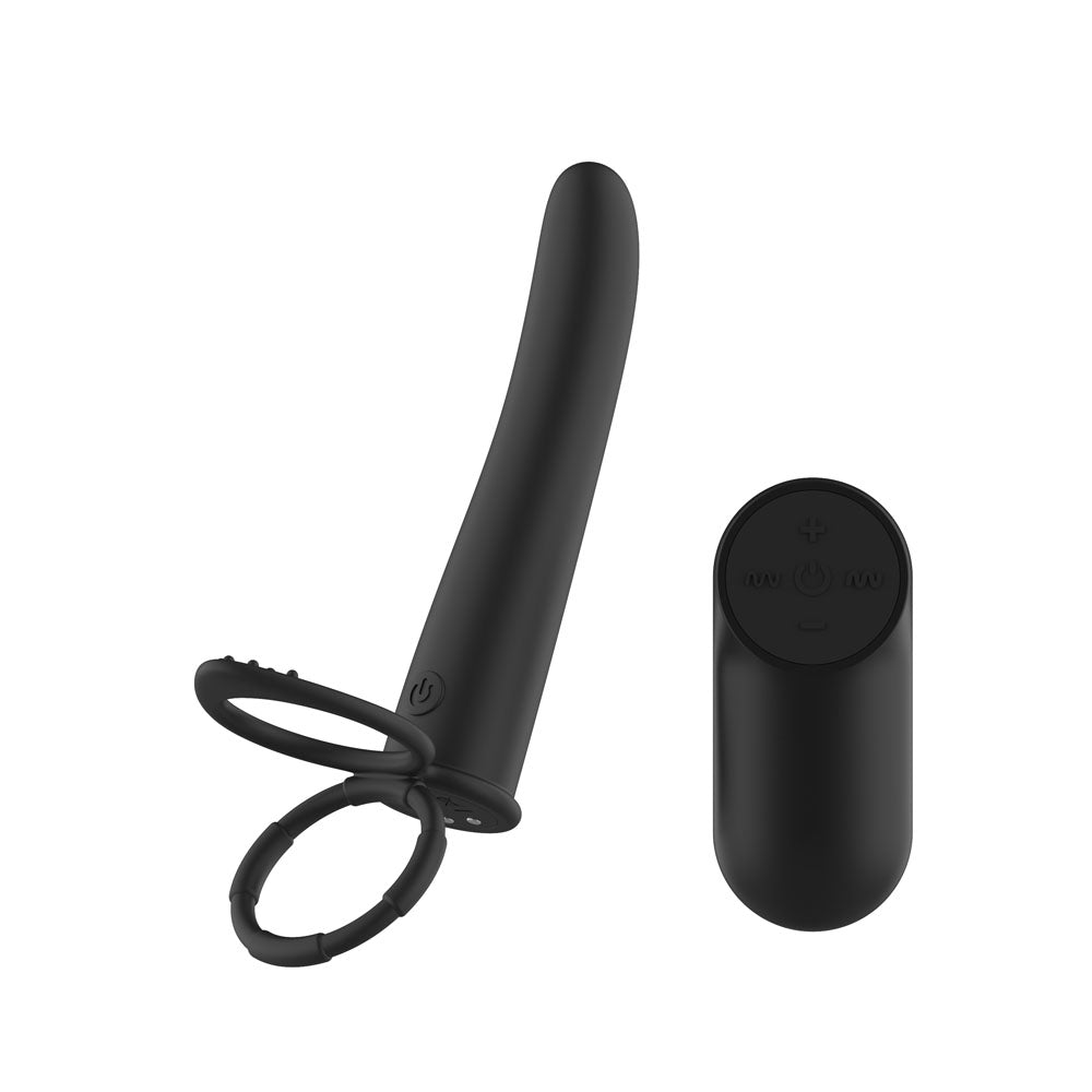 Passion Play Double Penetration Vibrator – USB Rechargeable Silicone Vibrating Cock Ring Black > Sex Toys For Men > Penis Sleeves