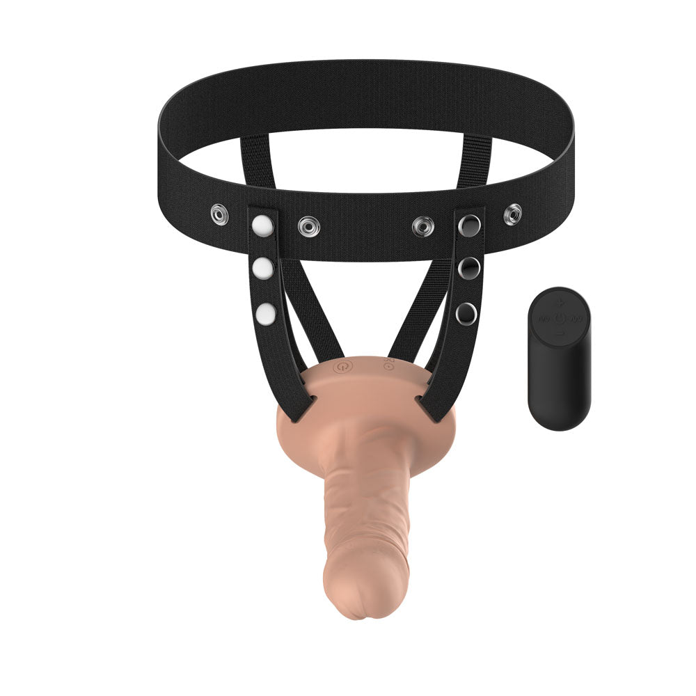Passion Play Vibrating Hollow Strap-On – USB Rechargeable 15.5 cm Strap-On > Dildos > Hollow Strap Ons