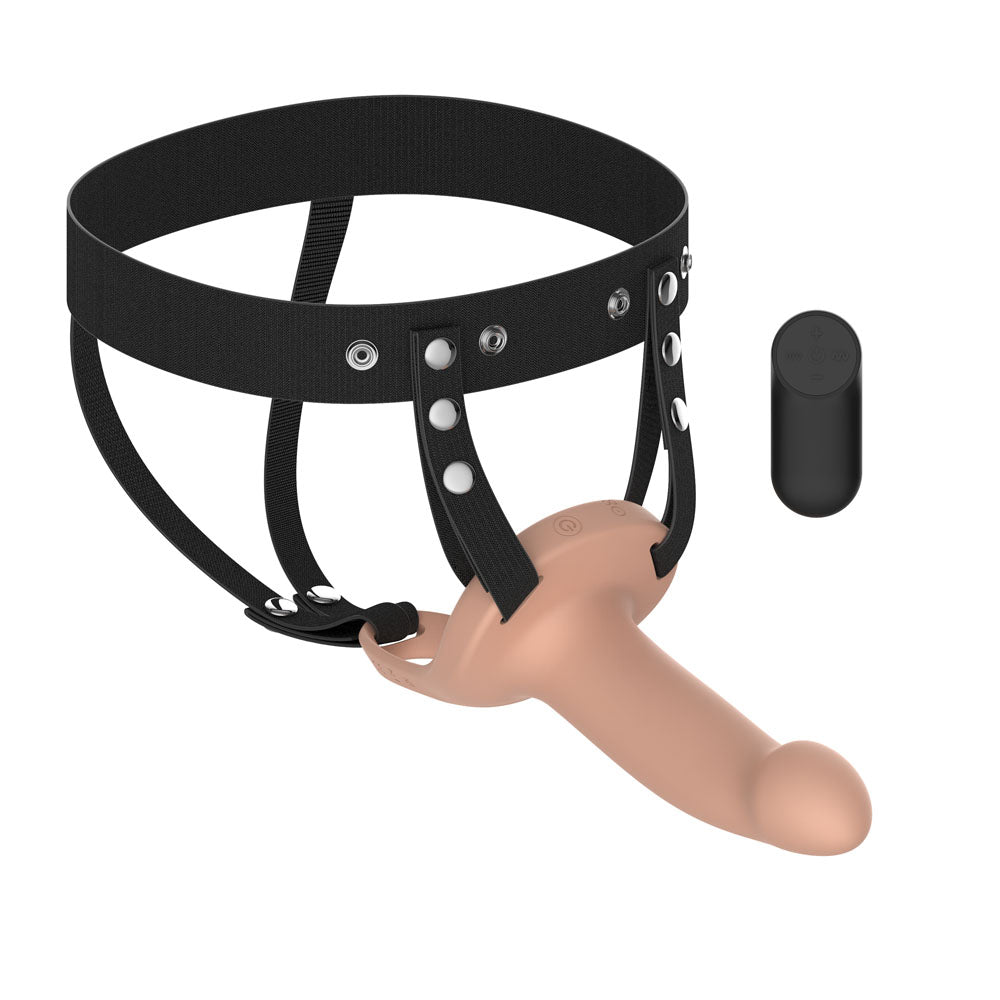 Passion Play Vibrating Smooth Hollow Strap-On USB Rechargeable 15.5 cm Strap-On > Dildos > Hollow Strap Ons