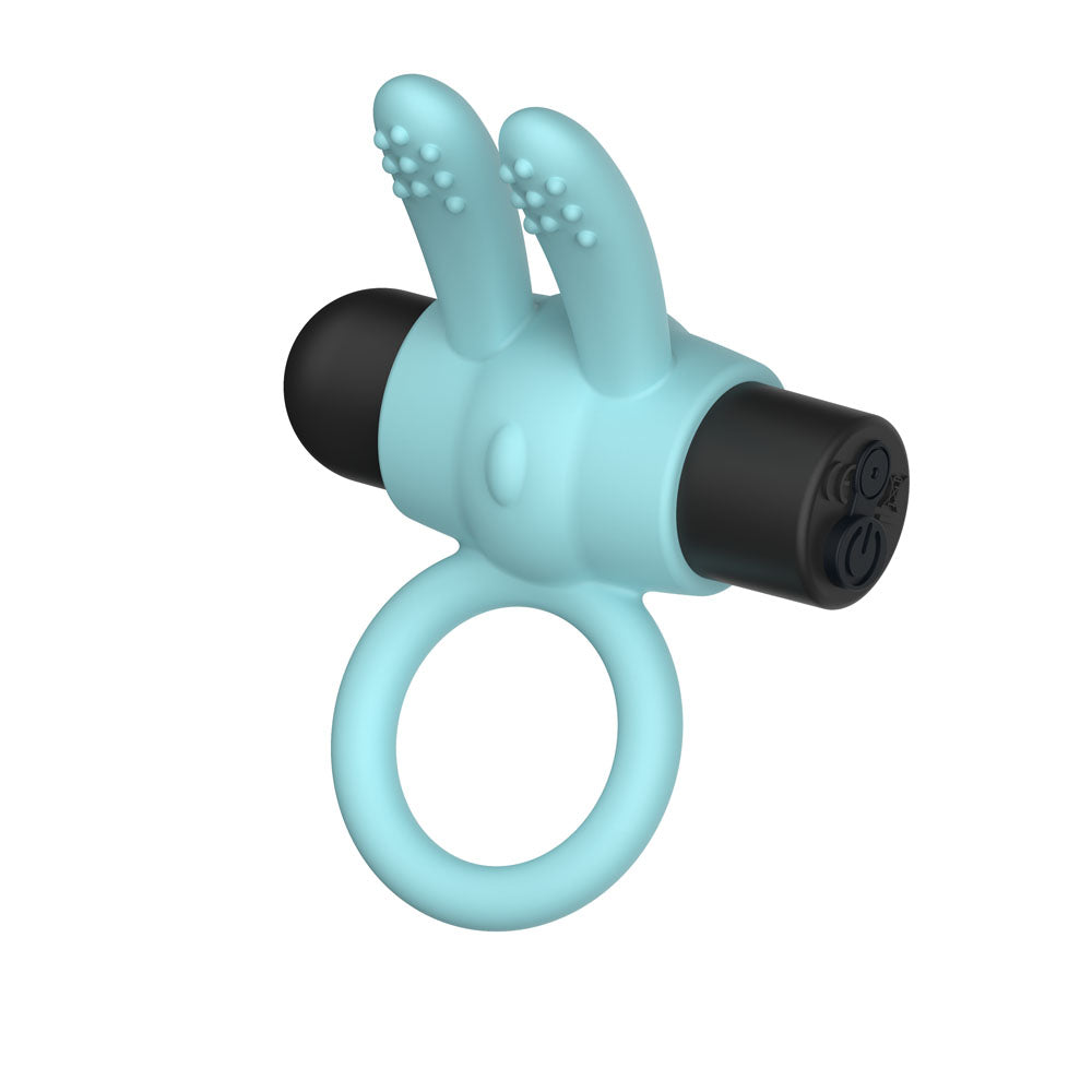 Passion Play Silicone Rabbit Vibrating Cockring - - USB Rechargeable Vibrating Penis Ring Blue > Sex Toys > Couples Toys