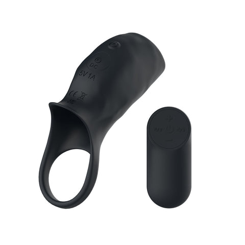 Passion Play Vibrating Cockring Sleeve – USB Rechargeable Penis Sleeve Black > Sex Toys For Men > Penis Sleeves