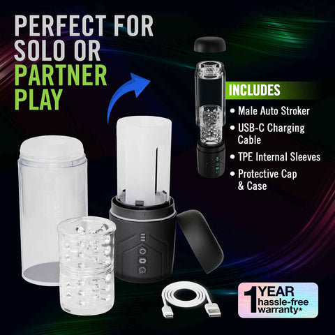 M for Men Whirlwind Pro Black Rechargeable Male Masturbator Strokers - Auto