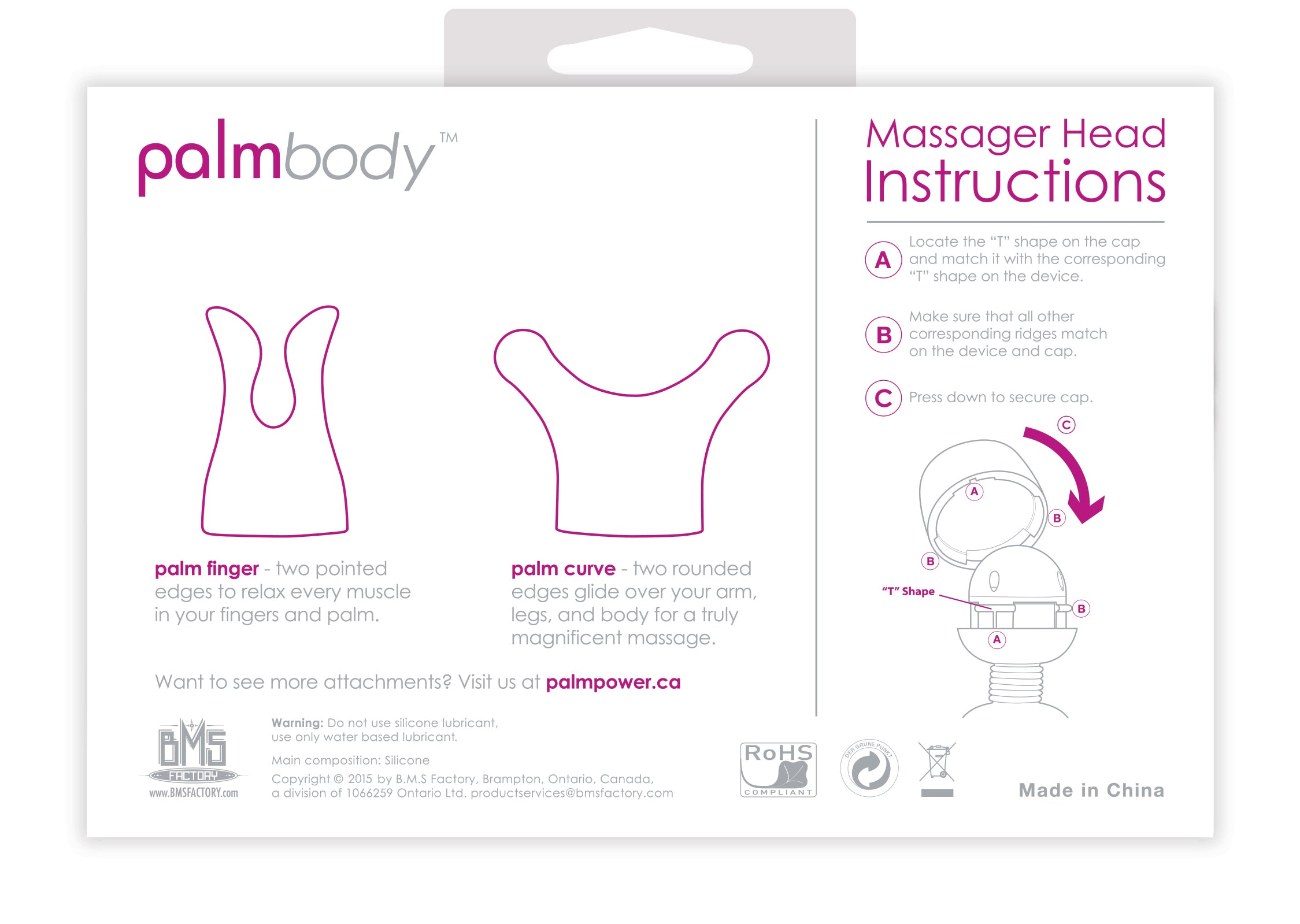 PalmBody Massager Heads - Attachment For Use With PalmPower Pink Electric Massager