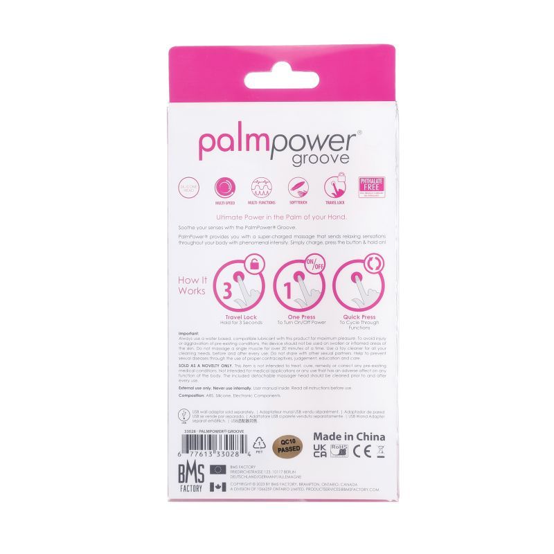 PalmPower Groove Mini Wand Fuchsia - Portable Massager Electric Massager