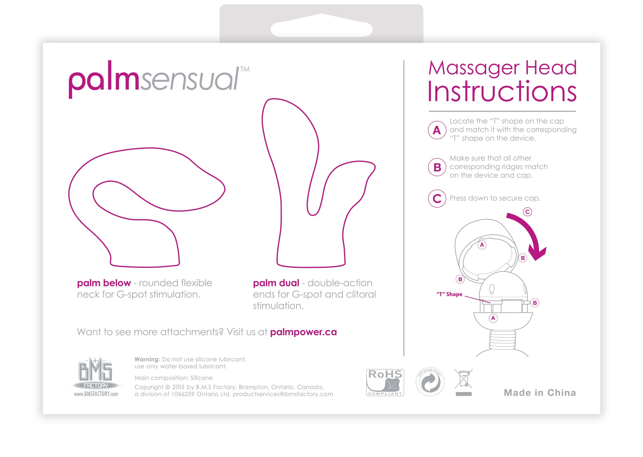 PalmSensual Massager Heads Pink For Use With PalmPower Electric Massager