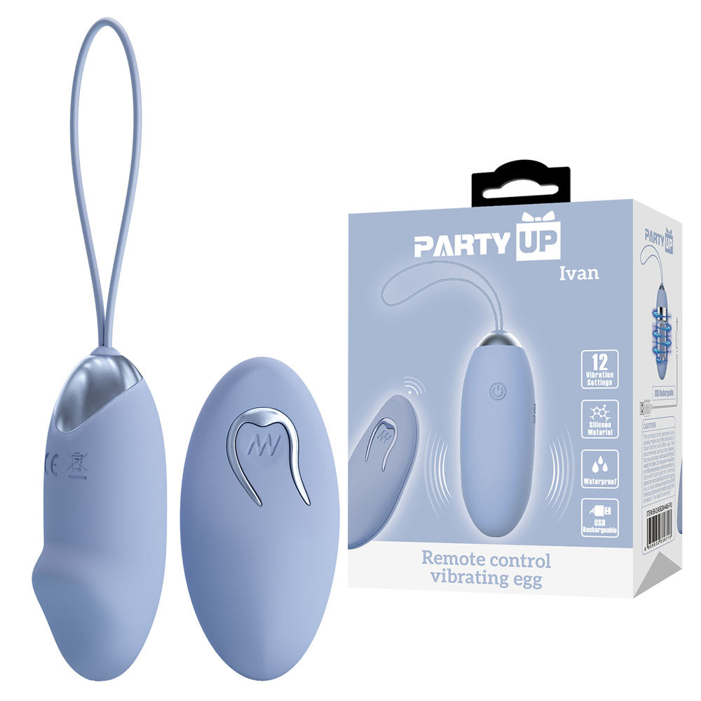Party Up Ivan Remote Vibrating Egg USB Rechargeable Wireless Remote Adult Toy Purple EGGS