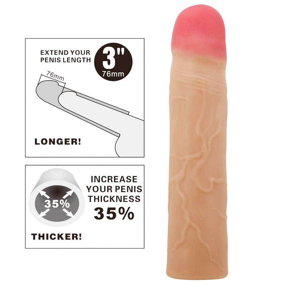 Party Up Philip 3 Inch Penis Extender Sleeve for Enhanced Intimate Experiences SLEEVES