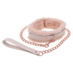 Peach Faux Fur Collar And Leash Set With Rose Gold Luxury > Bondage Gear > Collars & Leashes