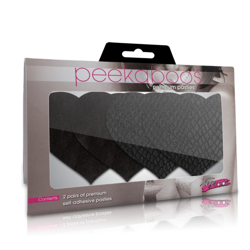 Peekaboo Black Hearts Pasties – Heart-Shaped Pasties Secondary image