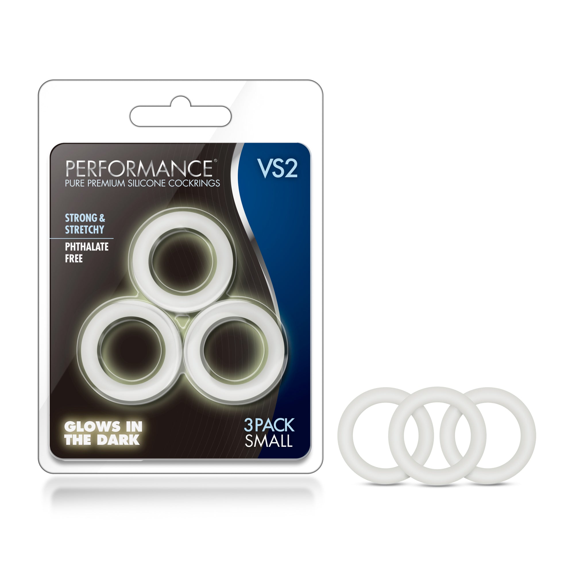 Performance VS2 Glow In Dark Small Silicone Cockrings Set of 3 > Cock Ring > Sets