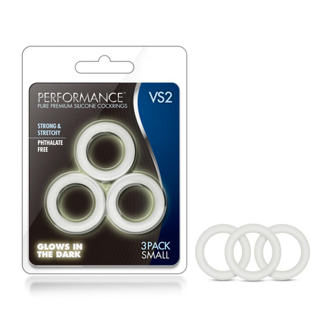 Performance VS2 Glow In Dark Small Silicone Cockrings Set of 3 COCK RING Set