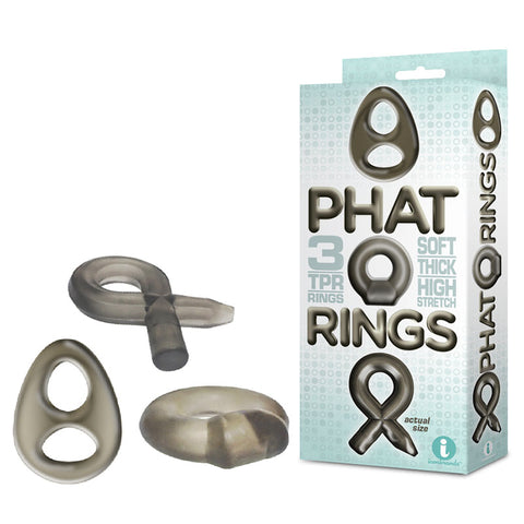 Phat Rings Smoke Cock Rings Set of 3 Charcoal COCK RING Set
