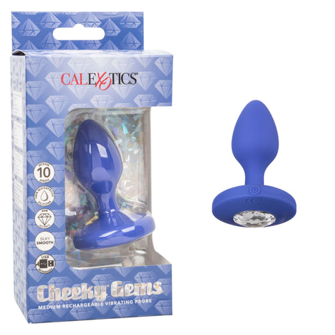 Cheeky Gems Medium Rechargeable Vibrating Probe – Flexible Silicone Vibrator > Anal Range > Jewel Butt Plugs