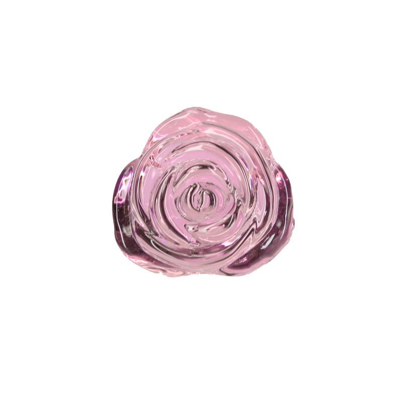 Pillow Talk Rosy Luxurious Glass Anal Plug w Clear Gem GLASS TOYS