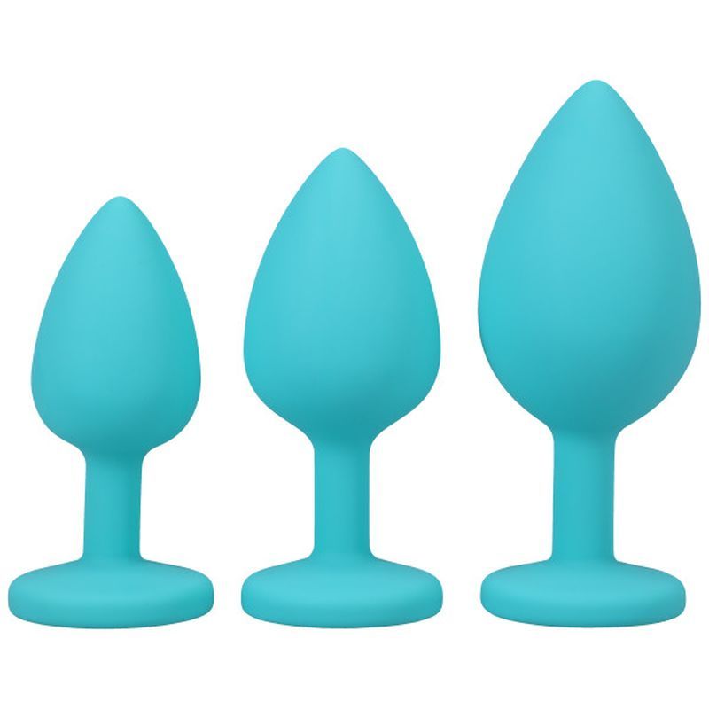 Play With My Butt Not My Heart Silicone Anal Trainer Set 3 Pc Teal > Anal Range > Butt Plug Kits