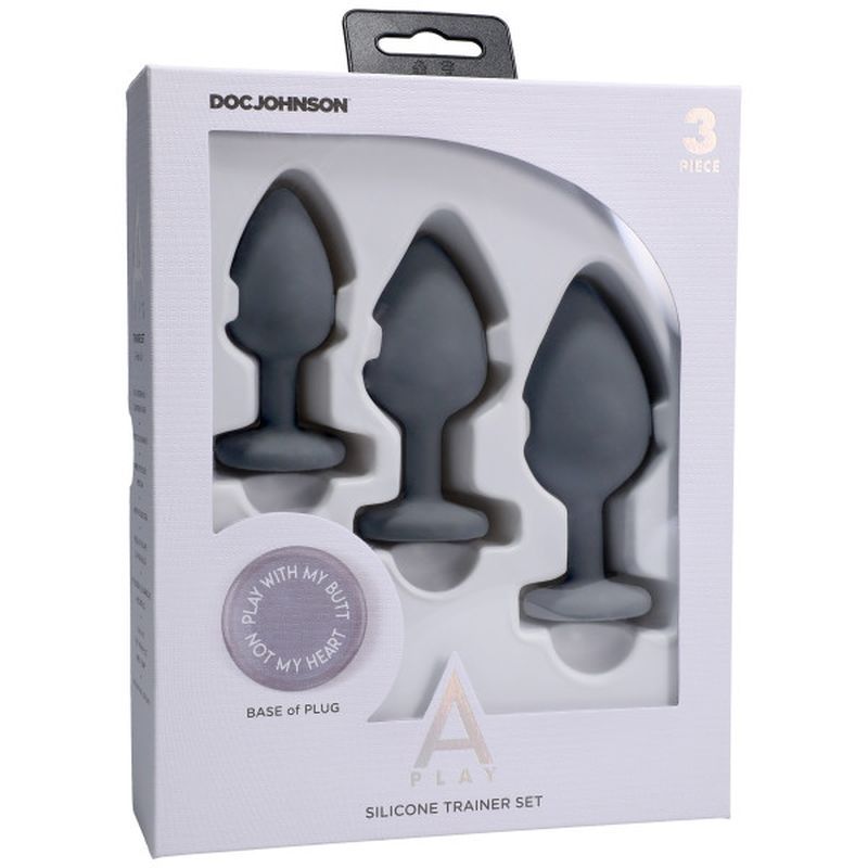 Play With My Butt Not My Heart Silicone Anal Trainer Set Grey > Anal Range > Butt Plug Kits