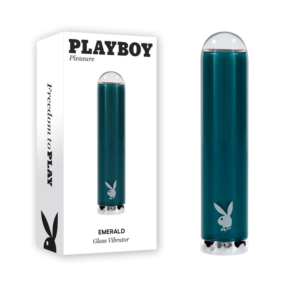 Playboy Pleasure EMERALD - Rechargeable Glass Tipped Bullet 9.1cm Default Title BULLETS