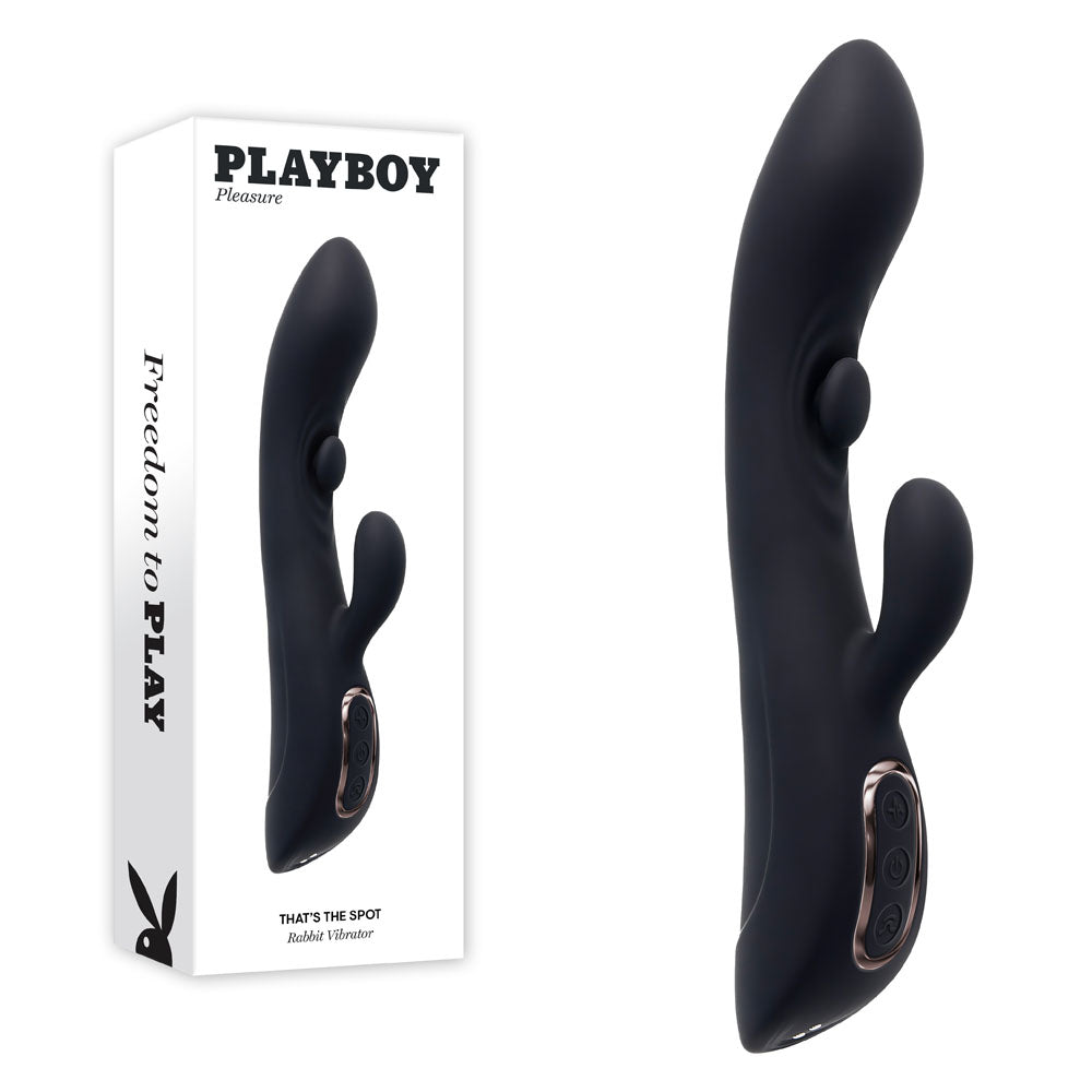 Playboy Pleasure THATS THE SPOT Rechargeable Rabbit Vibrator Black VIBRATORS-RABBIT