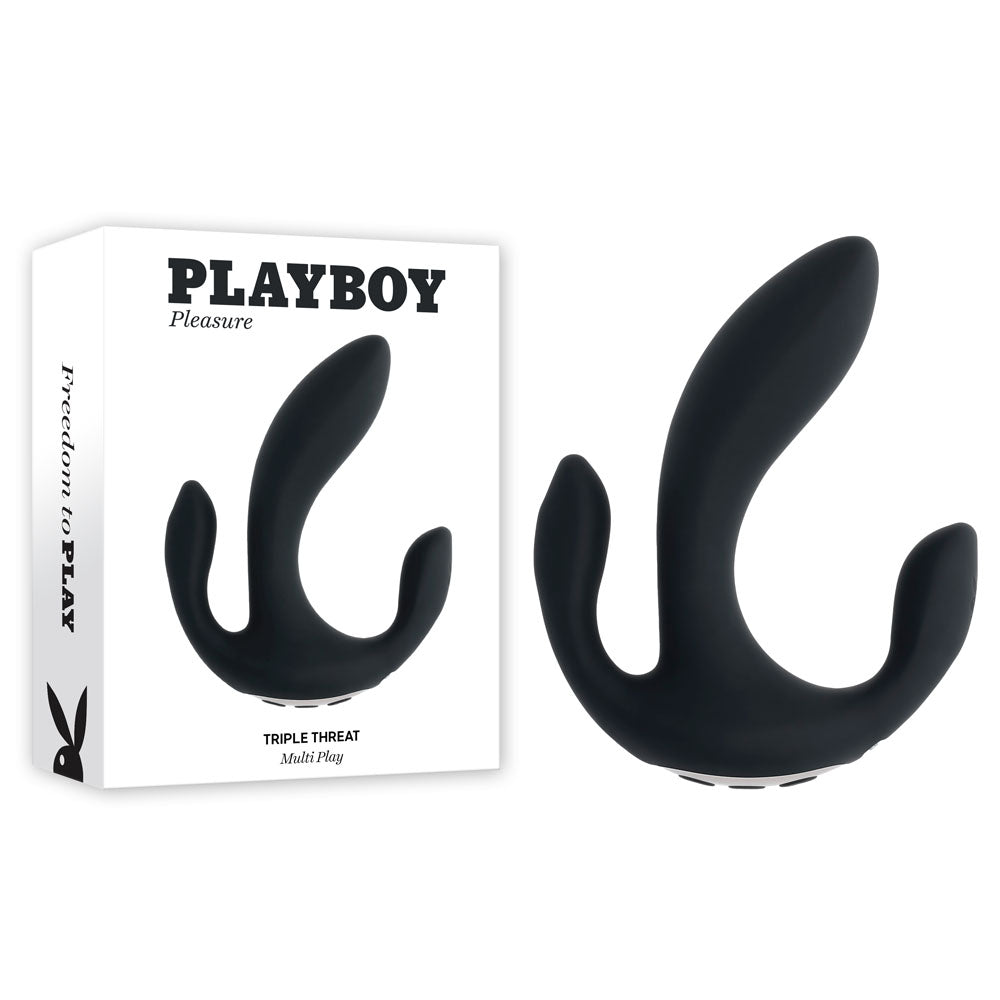 Playboy Pleasure - TRIPLE THREAT 3 Head Stimulator 13.5cm Black STIMULATORS