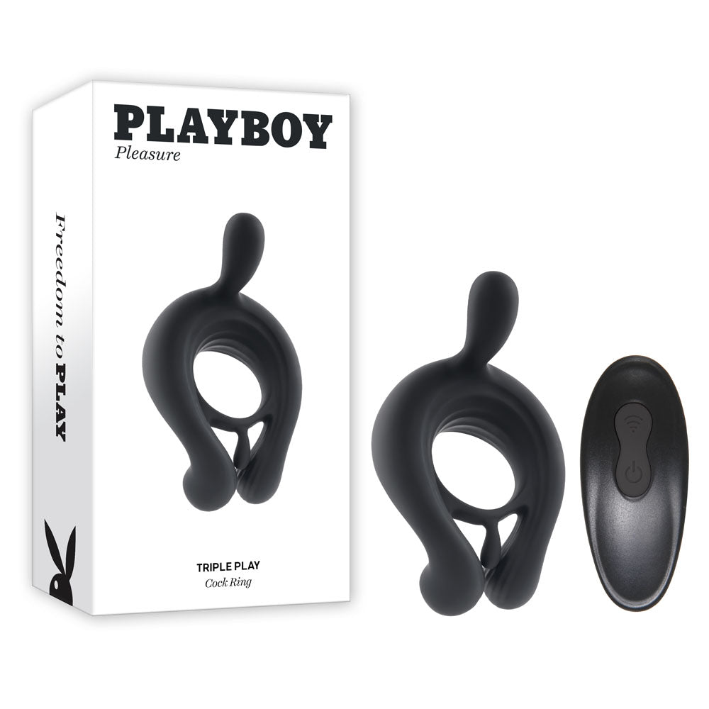 Playboy Pleasure Triple Play USB Rechargeable Vibrating Cock Ring Cock Rings Vibrating