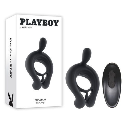 Playboy Pleasure Triple Play USB Rechargeable Vibrating Cock Ring Cock Rings Vibrating