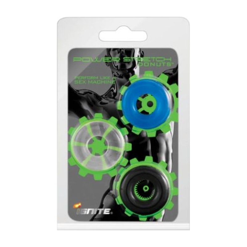 Power Stretch Donuts 3 Pc Multi Colour Cock Ring Set > Cock Ring > Sets Main image