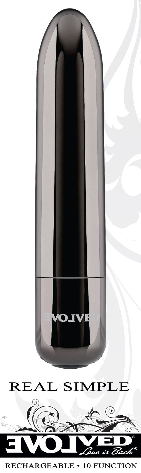 Evolved Real Simple (Black) – USB Rechargeable 10 cm Bullet Vibrator > Vibrators > Mini Vibrators
