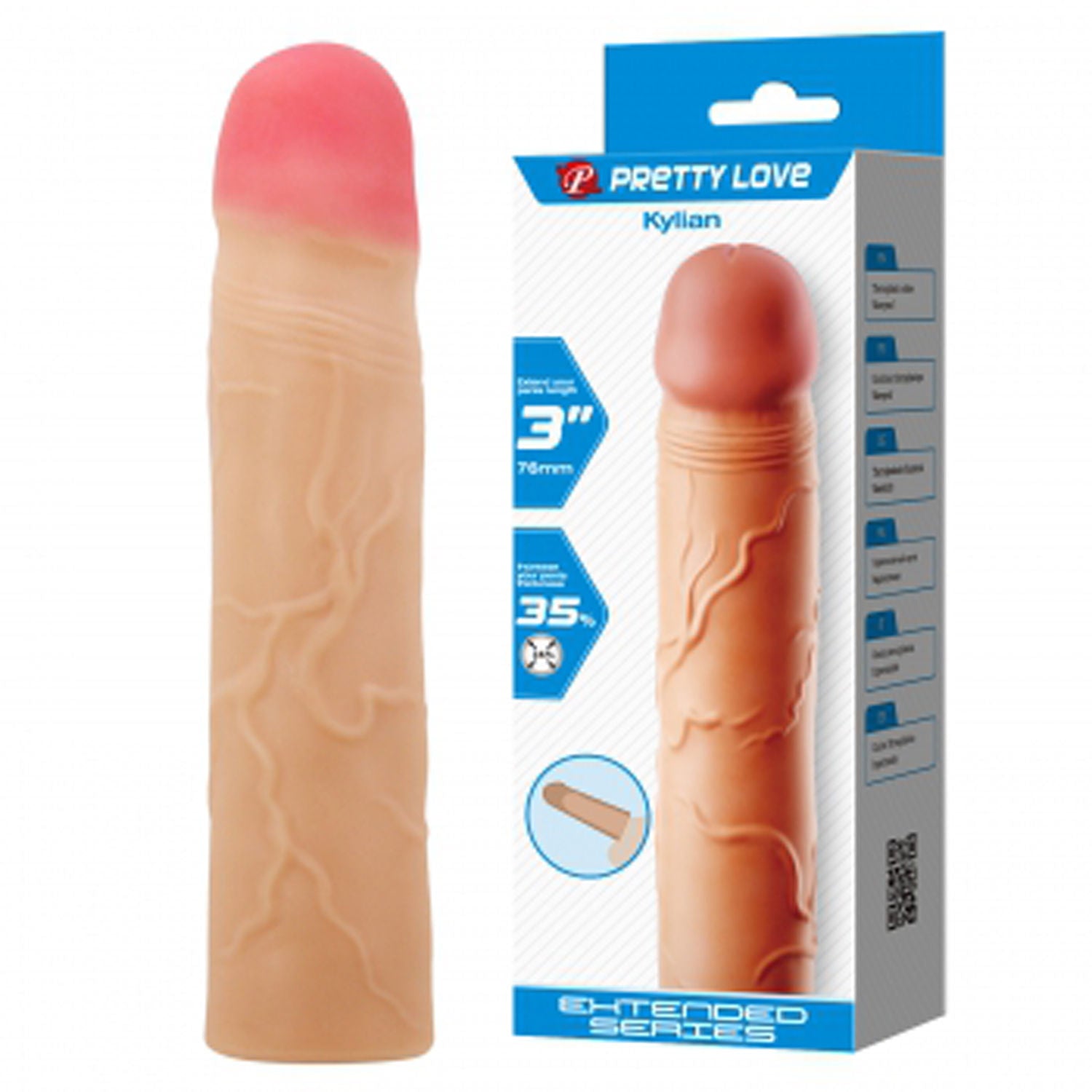 Kylian 7.1 Inch Penis Extender Sleeve – Ultra Realistic Textured Penis Extender Secondary image