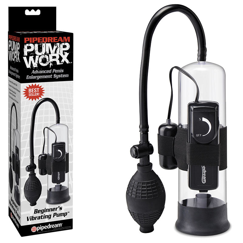 Pump Worx Beginner Vibrating Penis Pump Clear Black > Pumps > Penis Pumps Main image