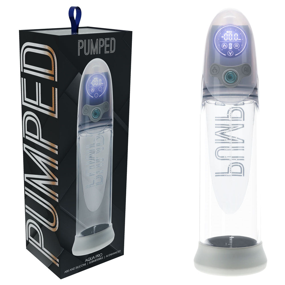 Pumped Aqua Pro Auto Penis Pump Grey Clear - 20cm Insertable > Pumps > Penis Pumps Electric