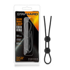 Stay Hard Silicone Double Loop Cock Ring in Black Black > Cock Ring > Adjustable