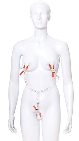 Orange Is The New Black Metal Nipple & Clit Clamps with Chain Multi > Sex Toys > Nipple Clamps
