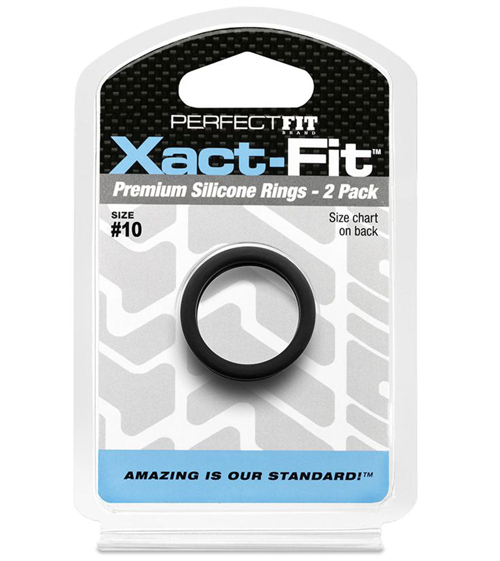 Xact-Fit #10 1in 2 Pk Precision Cock Ring Set Black COCK RING Set