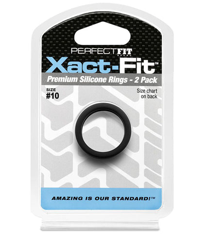 Xact-Fit #10 1in 2 Pk Precision Cock Ring Set Black COCK RING Set